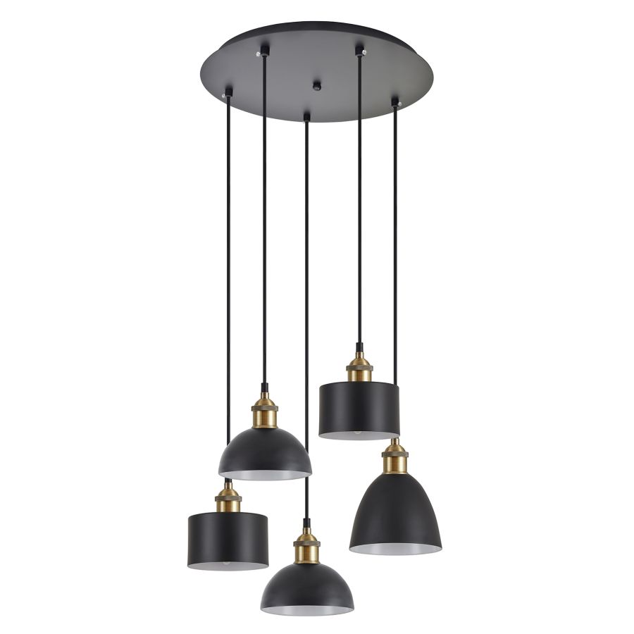SE21-BR-10-5BL-MS123 MAGNUM FLEX Bronze Metal Pendant Black Metal Shade+ HOMELIGHTING 77-8971