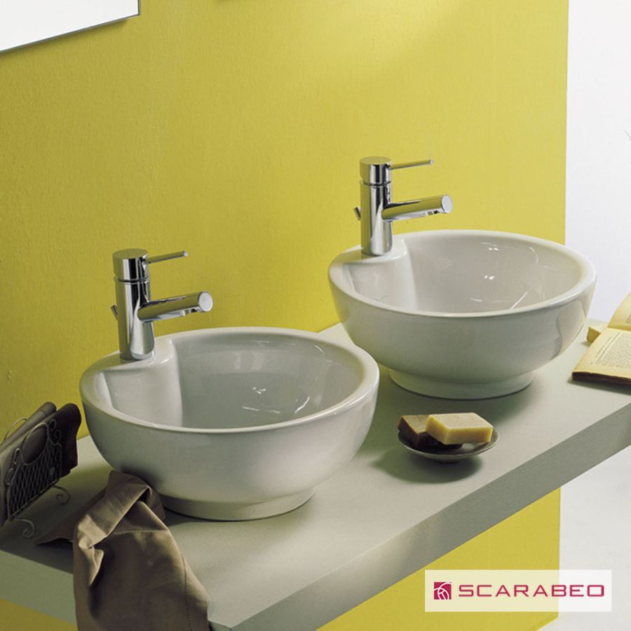 Νιπτήρας Πορσελάνης Luna 40φ (1 οπή) Scarabeo White 8003-300