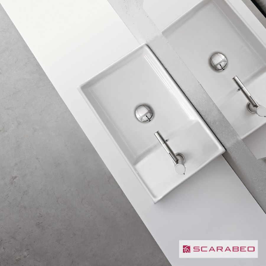 Νιπτήρας Πορσελάνης Teorema 41x23 (1 οπή) Scarabeo White 8031R4123-300