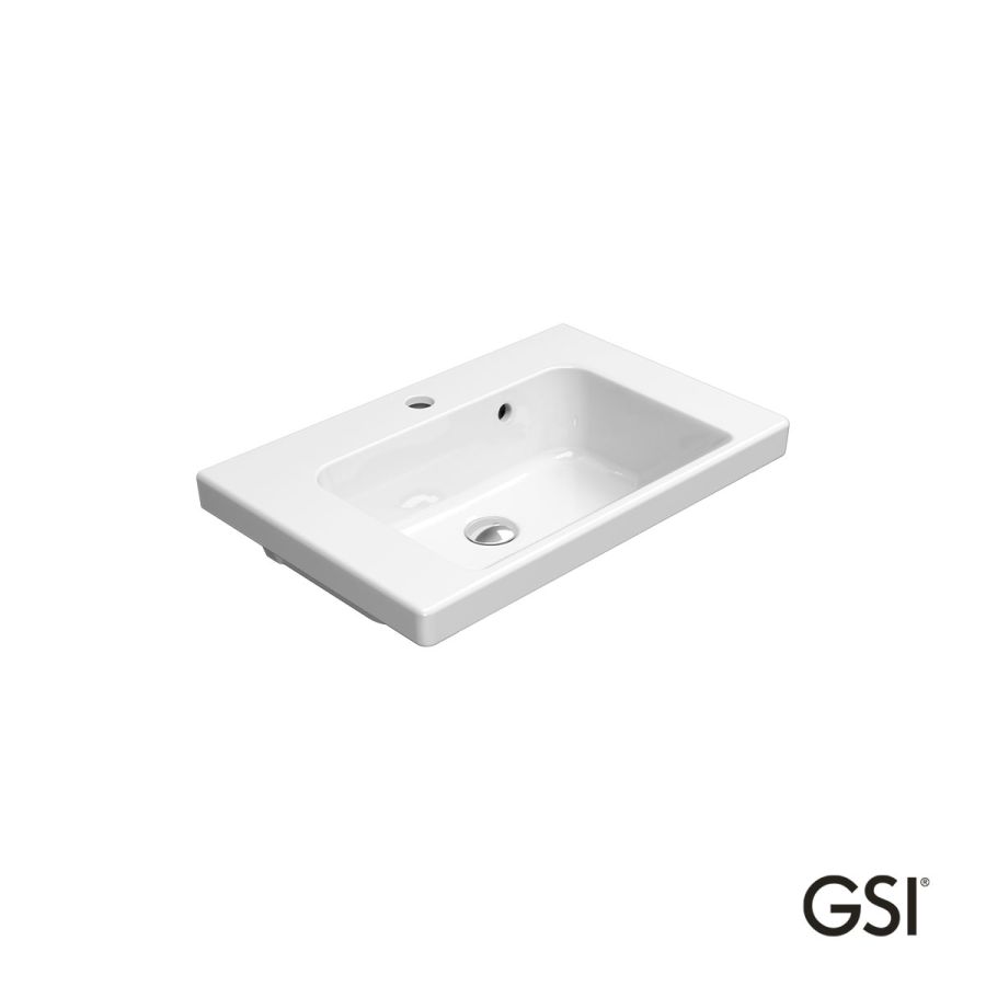 Νιπτήρας Πορσελάνης Norm 60x40 με Οπή Μπαταρίας GSI White 8631-300