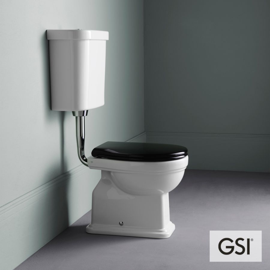 Λεκάνη Υψηλής Πίεσης Πισωστόμια CLASSIC με καζανάκι και κάλυμμα Soft Close MS87C Black, GSI White 871100MNC-300