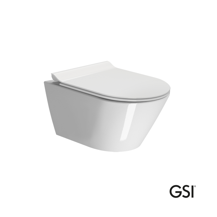 Λεκάνη Κρεμαστή Kube-X/50 Swirlflush με κάλυμμα Super Slim Soft Close MS86SC, GSI White 941600SC-300