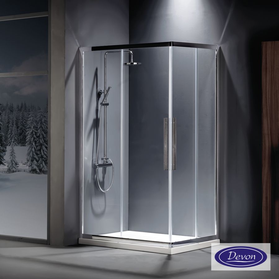 Καμπίνα ντουζιέρας Γωνιακής Εισόδου Corner Entry 80x80 (77-79 x 77-79 εκ.), Devon Flow Clean Glass Chrome CF80C-100