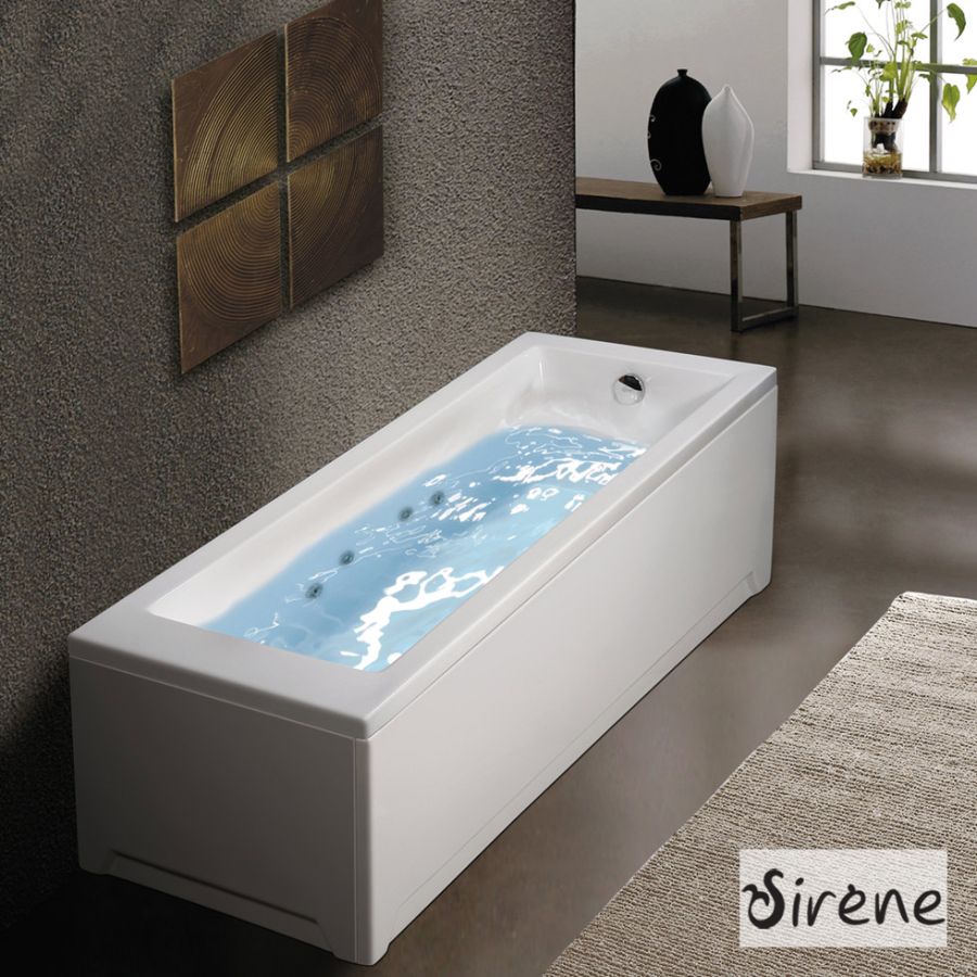 Μπανιέρα Ακρυλική CUBIC με σύστημα Υδρομασάζ (0.88hp-6 jet) 170x70, Sirene White CUB17070W