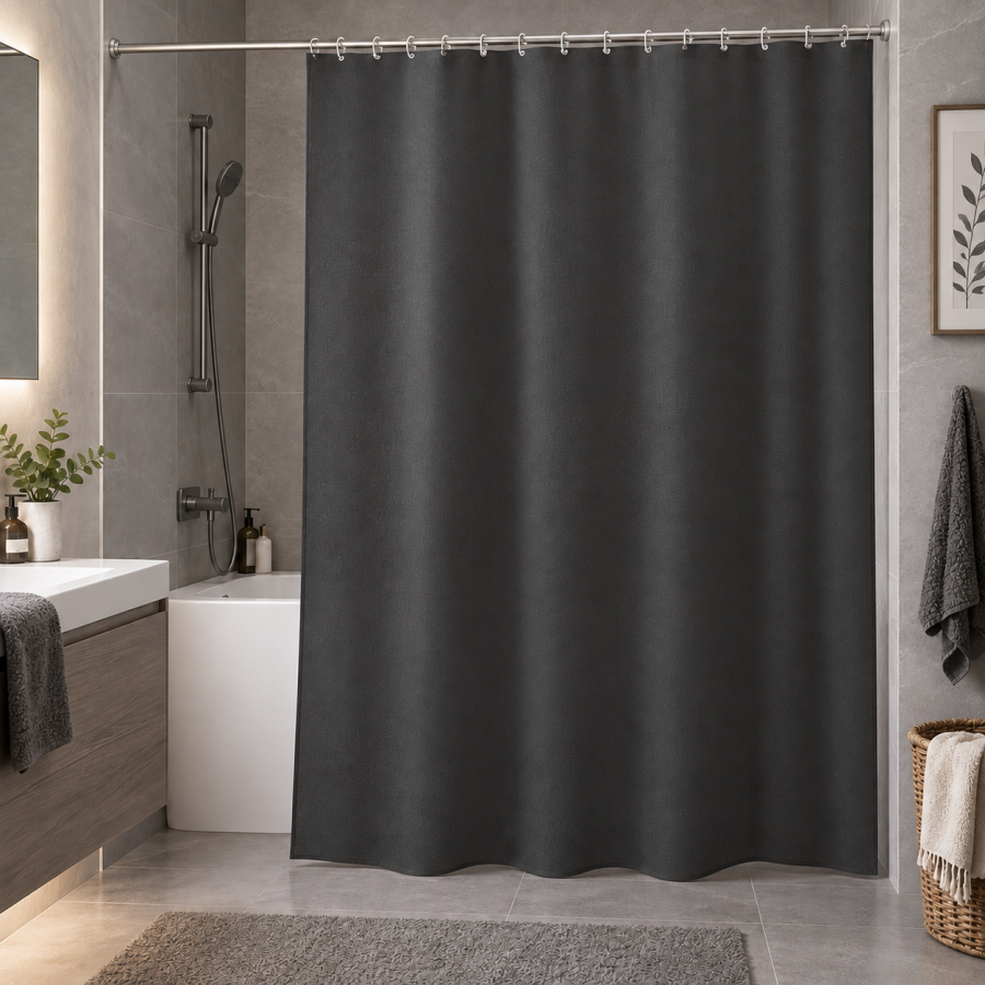 Κουρτίνα Μπάνιου 180x180cm PEVA Μαύρη με Μεταξωτή Υφή MRShome DC-025015
