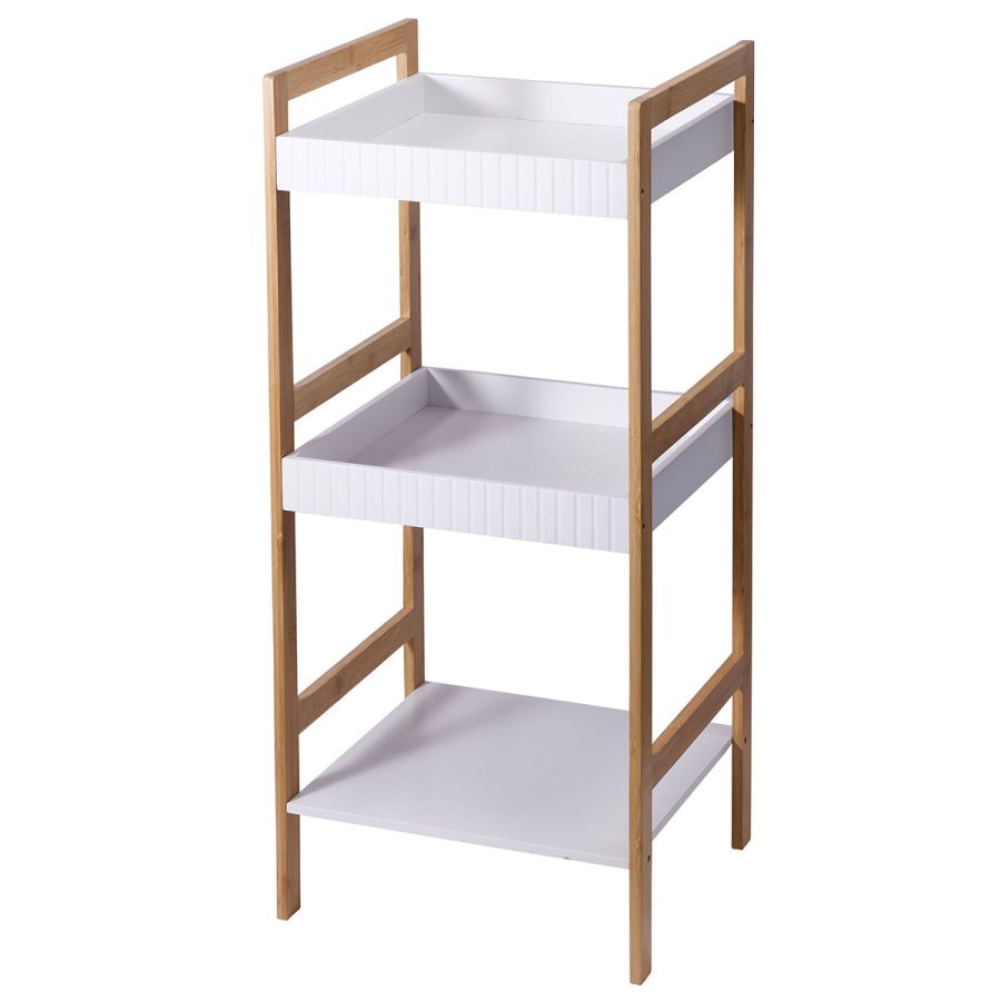 Ραφιέρα Μπάνιου με 3 Ράφια από Bamboo & MDF Natural/White MRShome DF-0010000