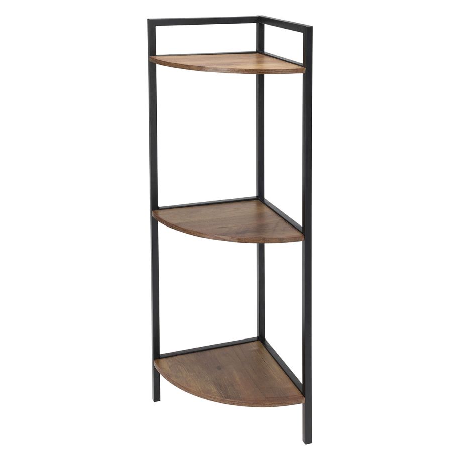 Γωνιακή Ραφιέρα με 3 Ράφια Iron/MDF 23.5x23.5x76cm MRShome DF-0033000