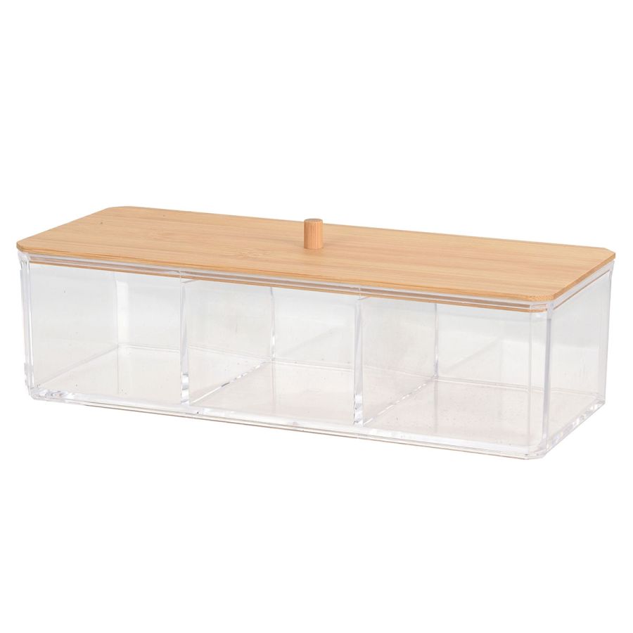 Κουτί Αποθήκευσης Καλλυντικών από PS/Bamboo 23x9.5x6.5cm MRShome DF-0065000