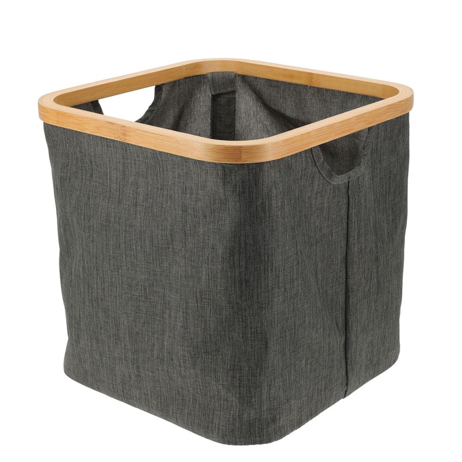 Καλάθι Αποθήκευσης Polyester με Bamboo 30.5x30.5x30cm Deep Grey MRShome DF-0071000