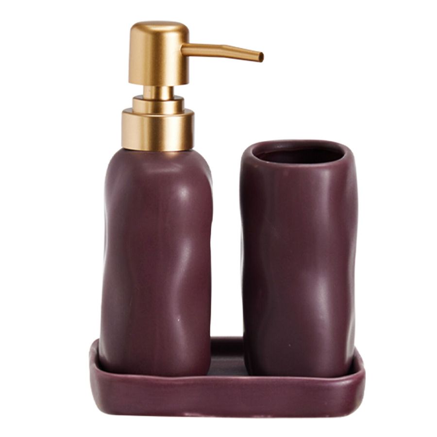 Σετ Μπάνιου Stoneware 3 Τεμαχίων Aubergine 7428U MRShome DF-0093001