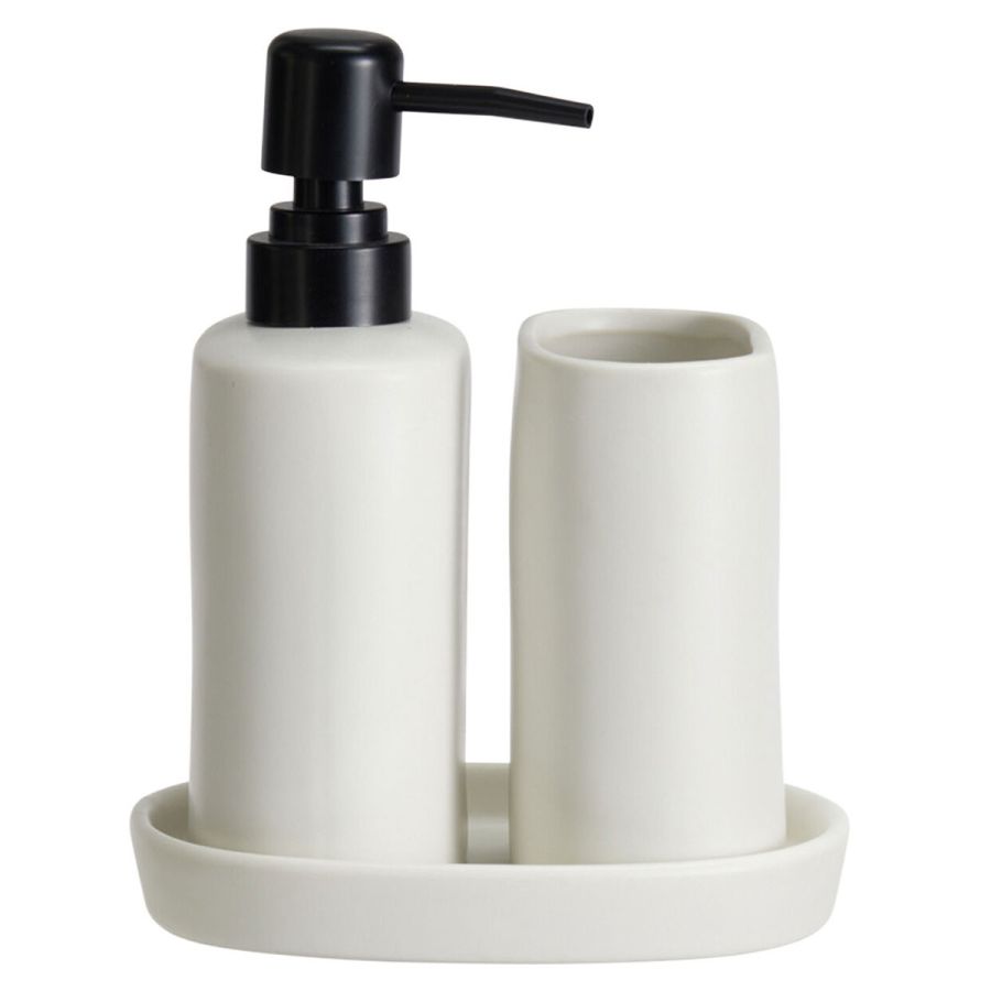 Σετ Μπάνιου Stoneware 3 Τεμαχίων White MRShome  DF-0094001