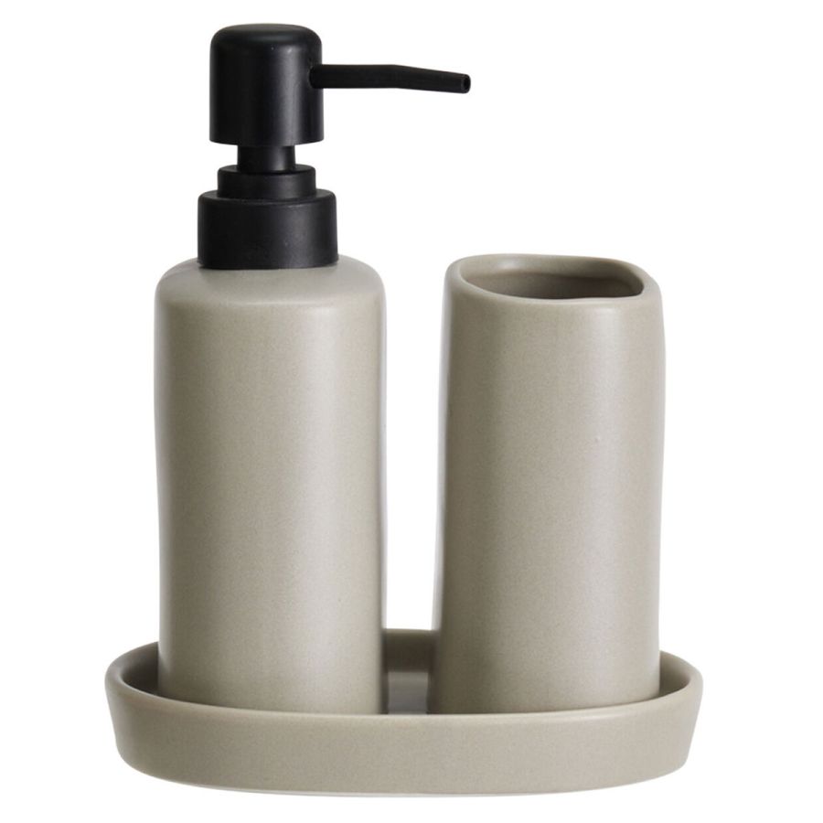 Σετ Μπάνιου Stoneware 3 Τεμαχίων Warm Grey 2U MRShome DF-0094003