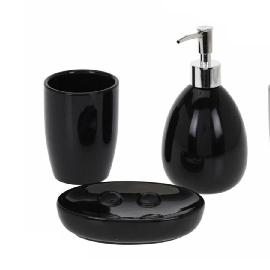 Σετ Μπάνιου από Δολομίτη 3 Τεμαχίων Black MRShome DF-0100002