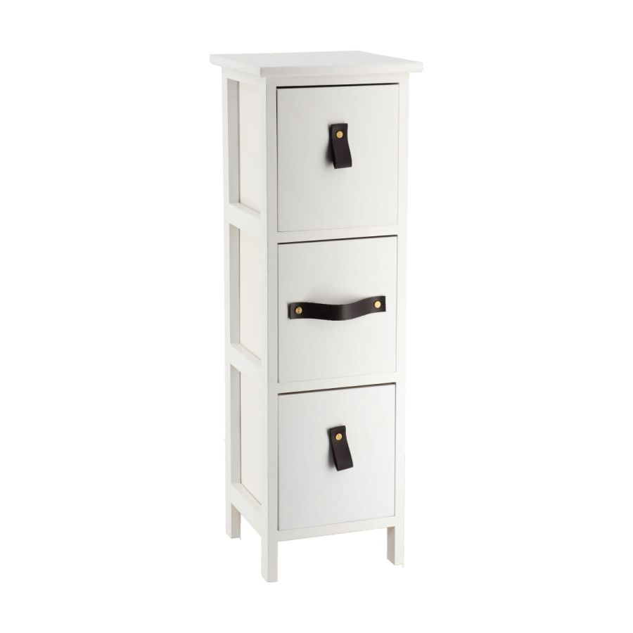 Συρταριέρα MDF με 3 Συρτάρια με Λαβές Λευκό 25x25x77cm MRShome DS-1133000