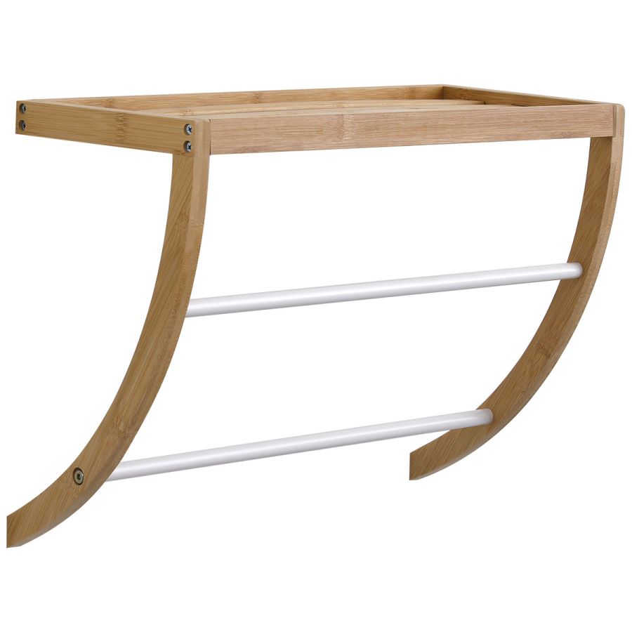 Κρεμάστρα Τοίχου με Ράφι Bamboo 45x20x34cm Μπεζ/Λευκή MRShome DS-1140000