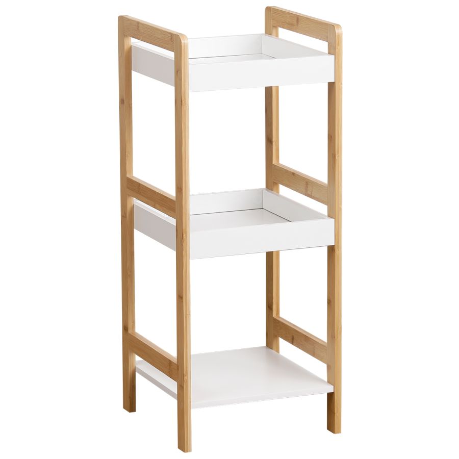 Ραφιέρα 3 θέσεων Bamboo/MDF Μπεζ/Λευκό 33x33x80cm MRShome  DS-1146000