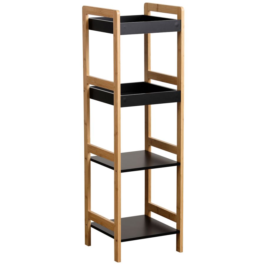 Ραφιέρα 4 θέσεων Bamboo/MDF Μπεζ/Μαύρη 34x33x110cm MRShome DS-1147000
