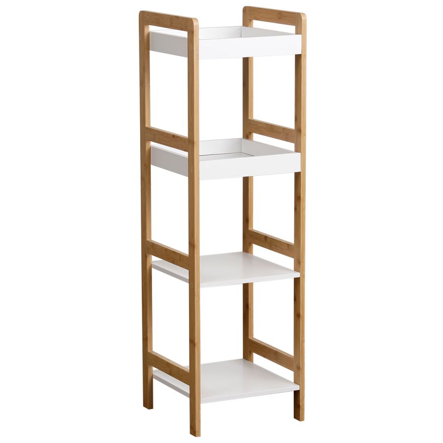 Ραφιέρα 4 θέσεων Bamboo/MDF Μπεζ/Λευκή 34x33x110cm MRShome DS-1148000