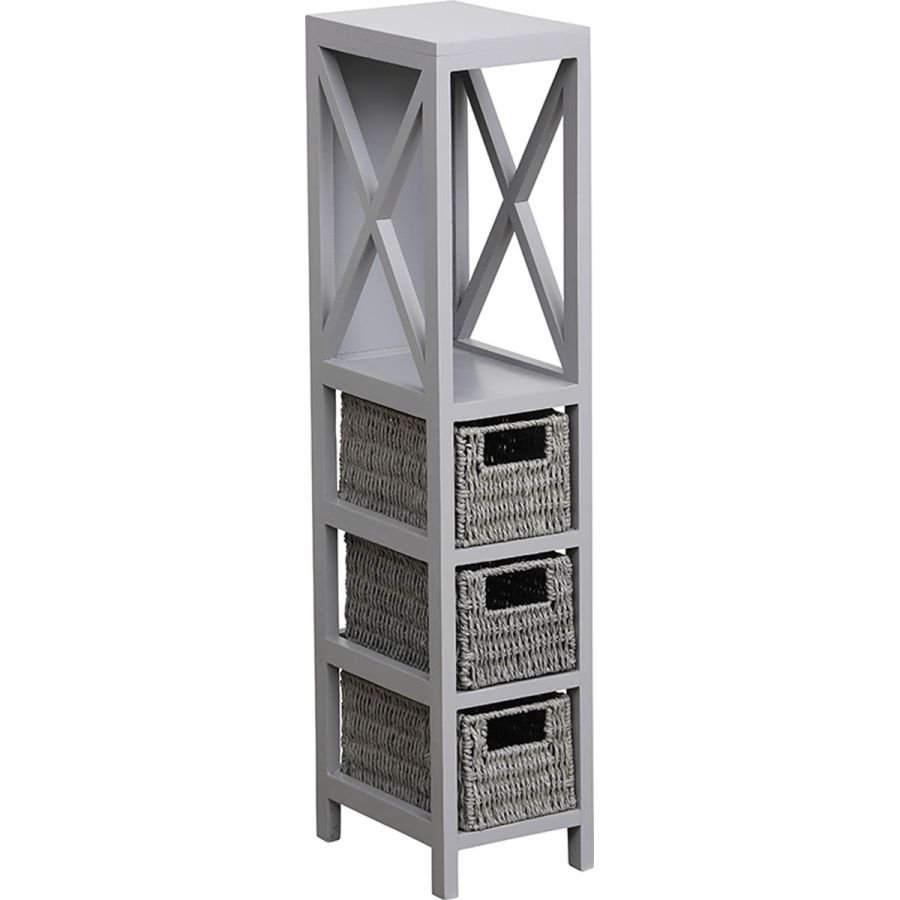 Έπιπλο MDF με 1 Ράφι και 3 Συρτάρια Γκρι 17x24x82cm MRShome DS-1221000