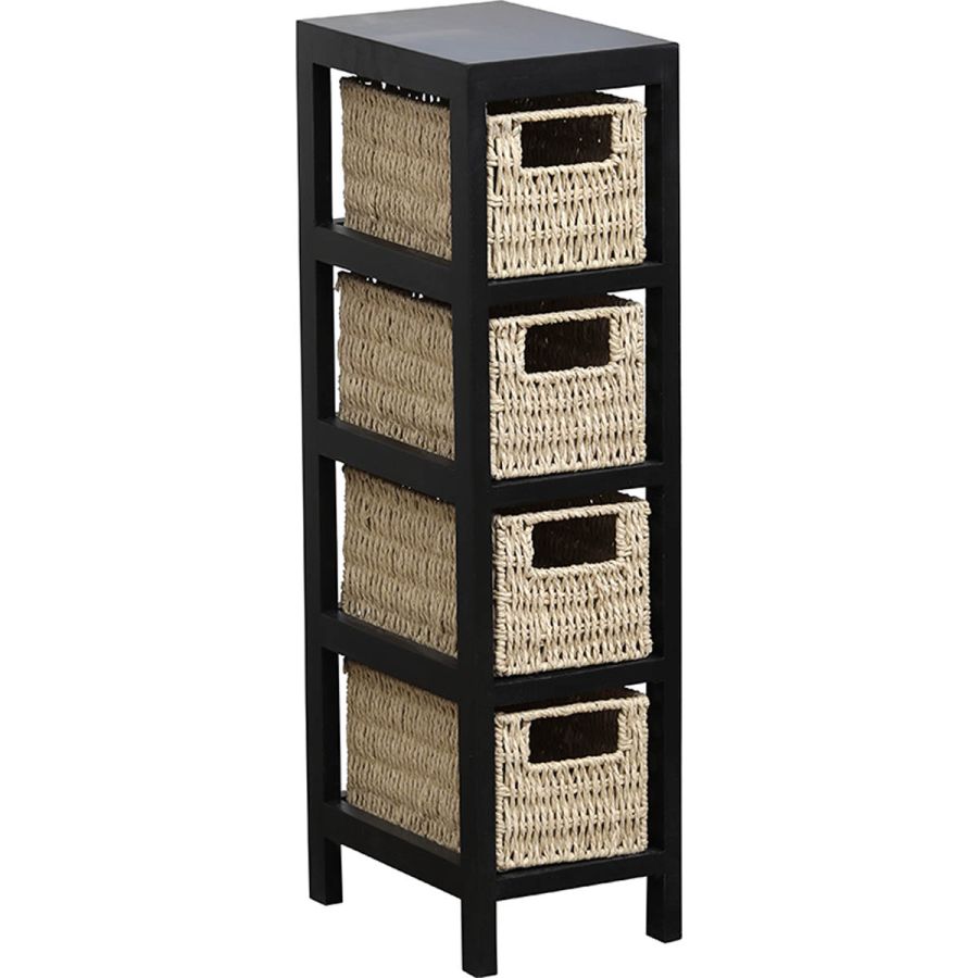 Συρταριέρα MDF με 4 Συρτάρια 17x24x65cm Μπεζ/Μαύρο MRShome DS-1234000