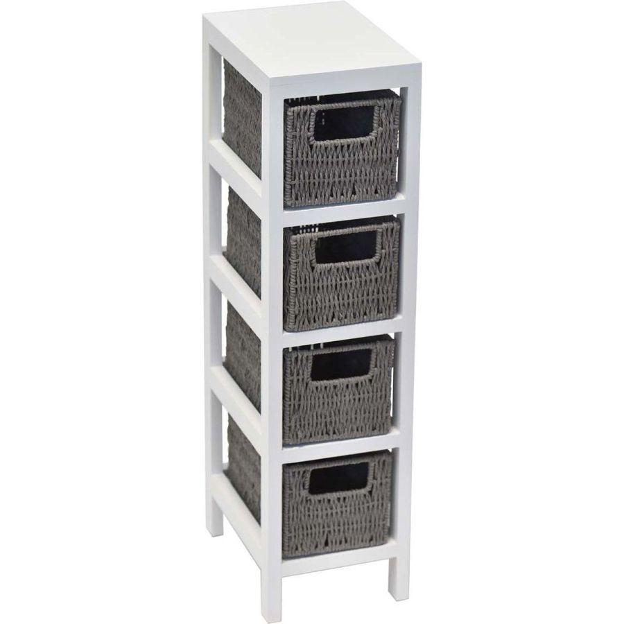 Συρταριέρα με 4 Συρτάρια MDF Γκρι/Λευκή 17x24x65cm MRShome DS-1296000