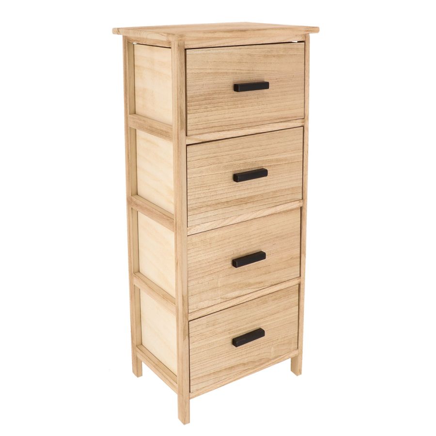 Συρταριέρα MDF με 4 Συρτάρια 37.5x27.5x86cm Μπεζ MRShome DS-1302000