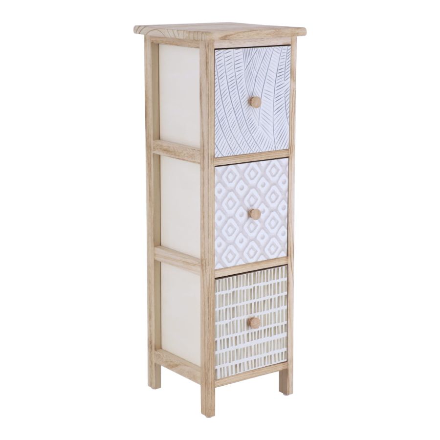 Συρταριέρα MDF με 3 Συρτάρια 25x25x77cm Φυσική με Σχέδια MRShome DS-1309000