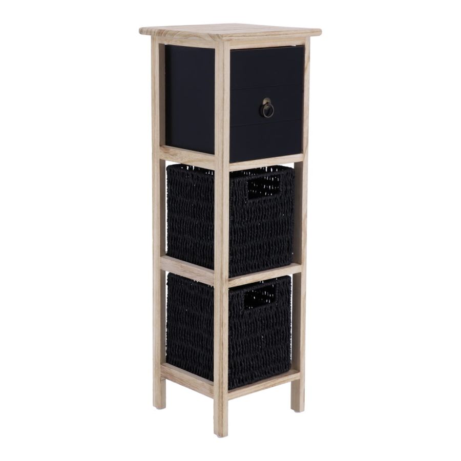 Συρταριέρα MDF με 3 Συρτάρια 25x25x77cm Φυσική/Μαύρη MRShome DS-2219000