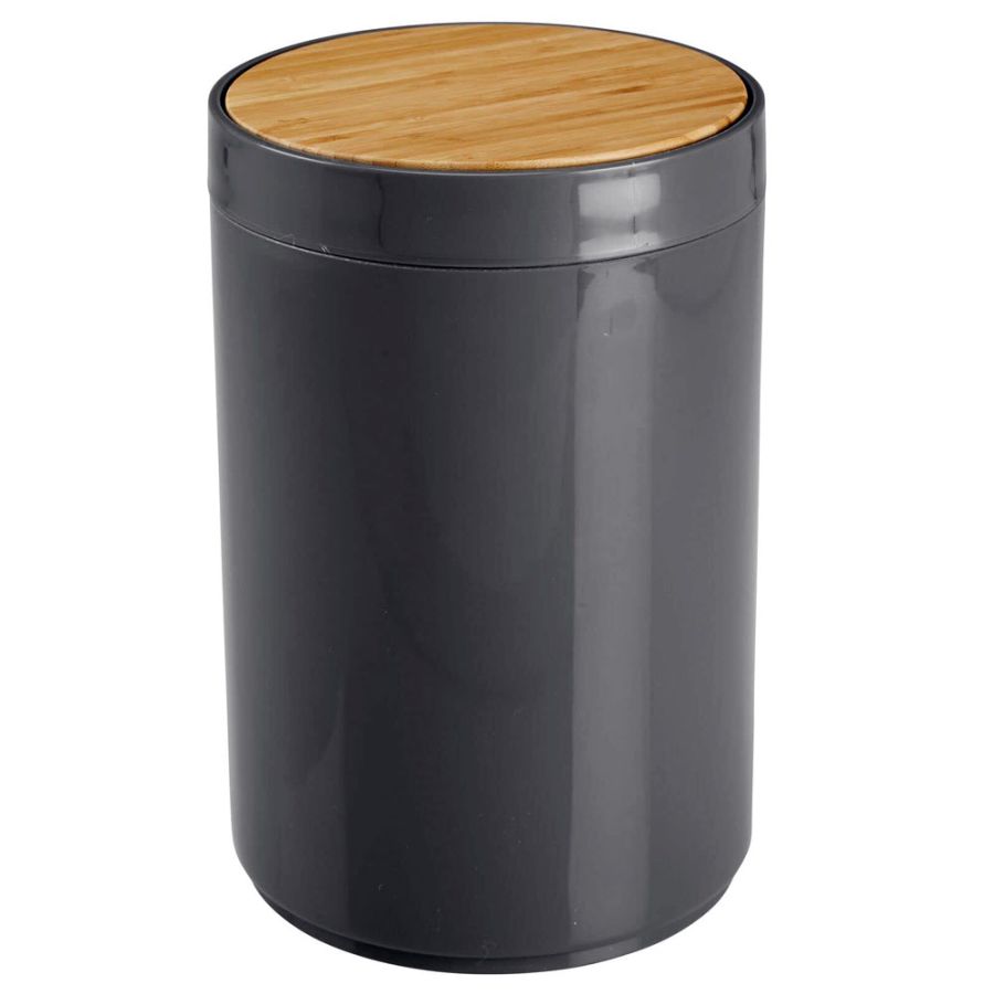 Κάδος Απορριμμάτων 5L από PP Σκούρο Γκρι με Παλλόμενο Καπάκι από Μπαμπού MRShome DS-8931B10