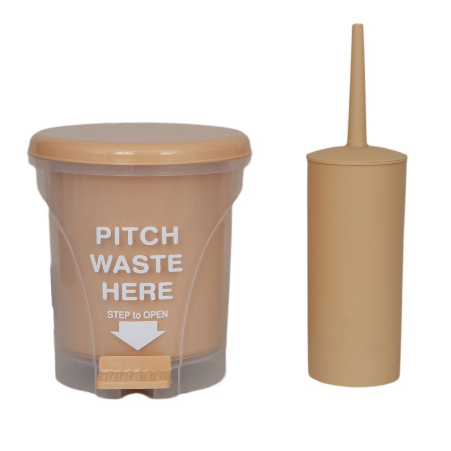 Σετ Κάδος Απορριμμάτων PITCH 5L PP Μπεζ με Πιγκάλ MRShome  DS-8957BGS