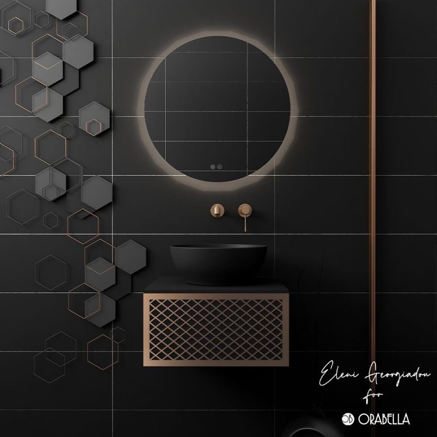 Orabella Wire 50 Λευκό/Ροζ Χρυσό Προφίλ - Κρεμαστό Έπιπλο Μπάνιου για επικαθήμενο νιπτήρα F70173-70175