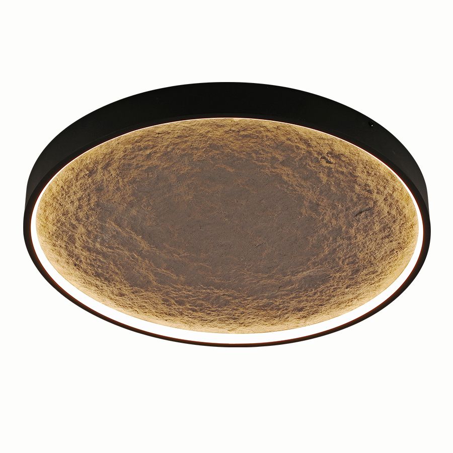 Φωτιστικό Πλαφονιέρα Οροφής D40xH4,5cm Led 18w 2250lm CCT by Remote Μαύρο-Επένδυση Πέτρας Sun Light KARMEN-40