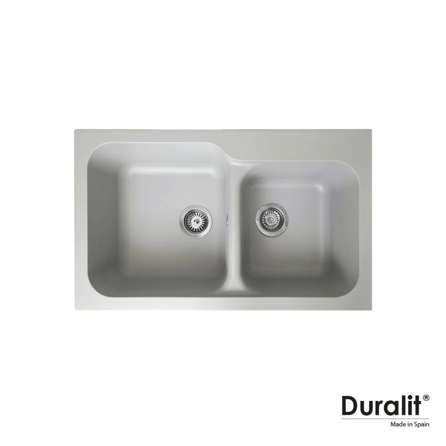 Νεροχύτης Συνθετικός Ένθετος 83x50cm 2 γούρνες για ερμάριο 80 εκ.Platinum Duralit KZ200-430