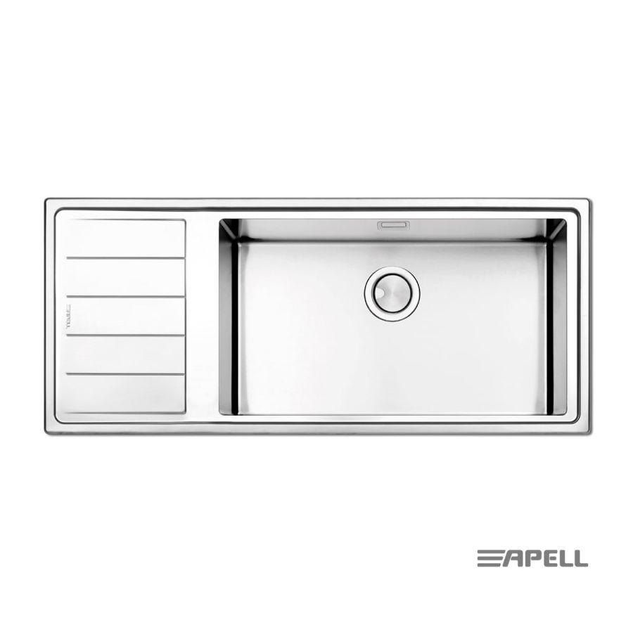 Νεροχύτης Κουζίνας Ανοξείδωτος Linear plus 116x50 Αpell Inox Λείο left  LNP1161L-110