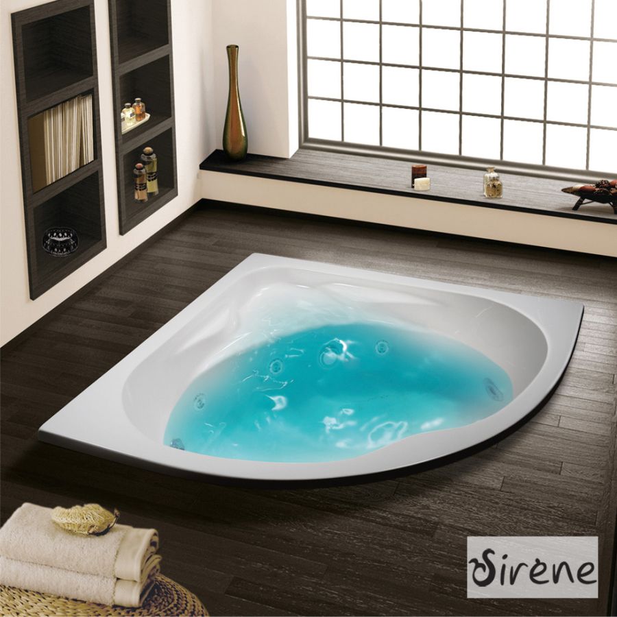 Μπανιέρα Ακρυλική MODENA με σύστημα Υδρομασάζ (0.88hp-6 jet) 130x130, Sirene MOD130W