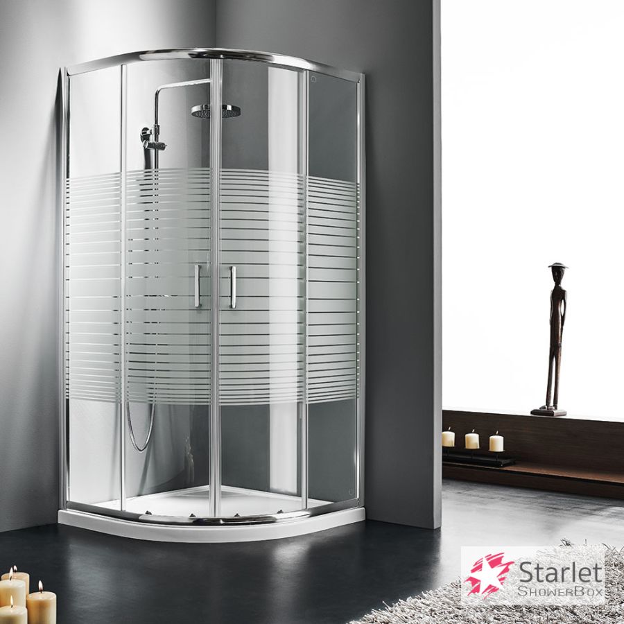 Ημικυκλική καμπίνα ντουζιέρας QUADRANT 90 (87-89εκ.), Starlet Stripes Chrome QS90S-100
