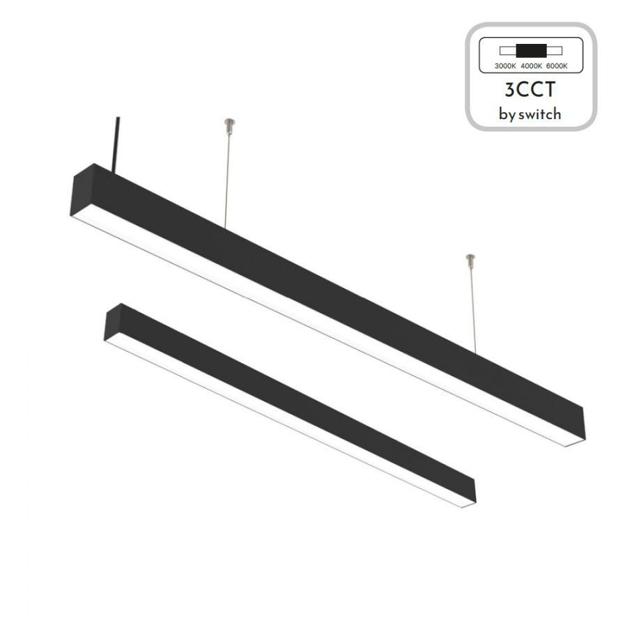 InLight Κρεμαστό φωτιστικό LED 30W 3CCT By Switch από αλουμίνιο σε μαύρη απόχρωση D:90cm 6072-90-BL