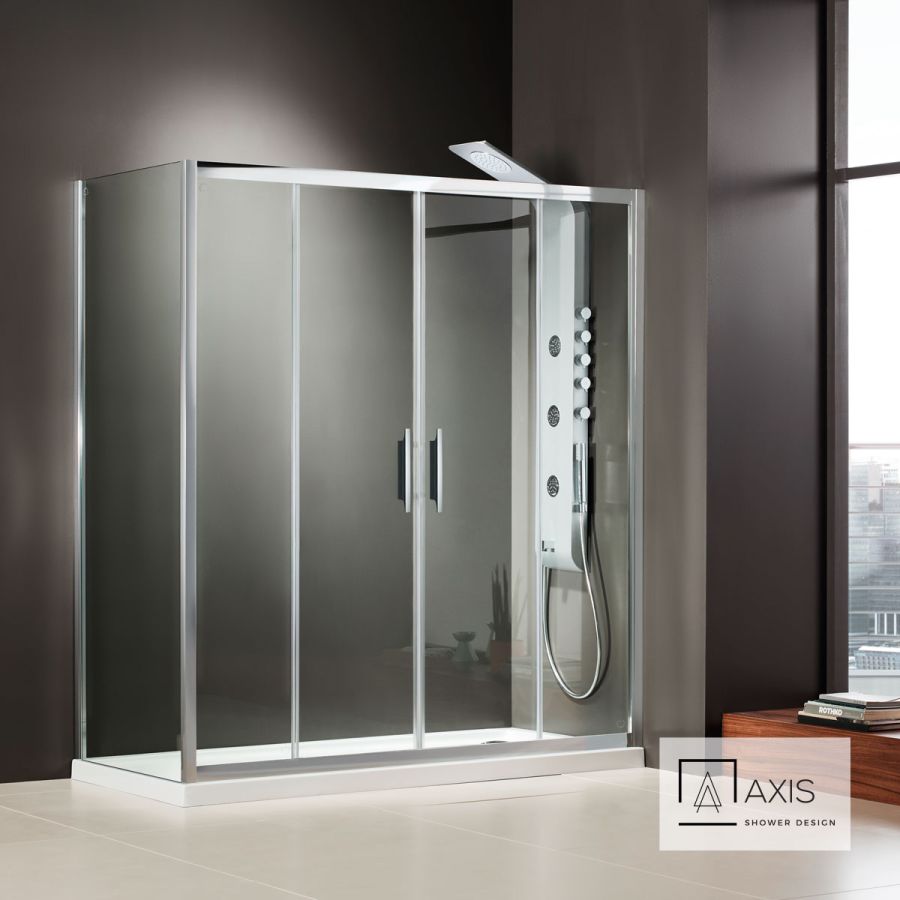 Συρόμενη διπλή πόρτα καμπίνας ντουζιέρας AXIS 170 ύψους 185εκ.  ρυθμιζόμενη από 167 έως 171εκ. Clean Glass Chrome SL2X170C-100