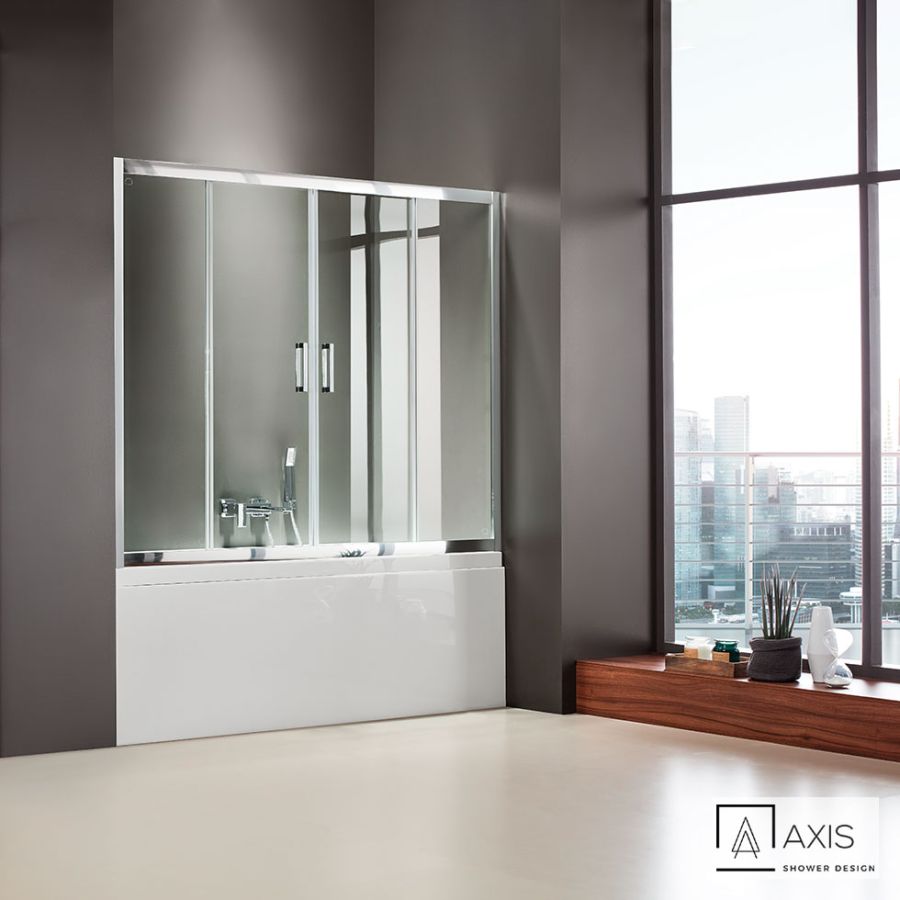 Συρόμενη διπλή πόρτα καμπίνας μπανιέρας AXIS 170 ύψους 140εκ.  ρυθμιζόμενη από 167 έως 171εκ. Clear Chrome SLB2X170T-100