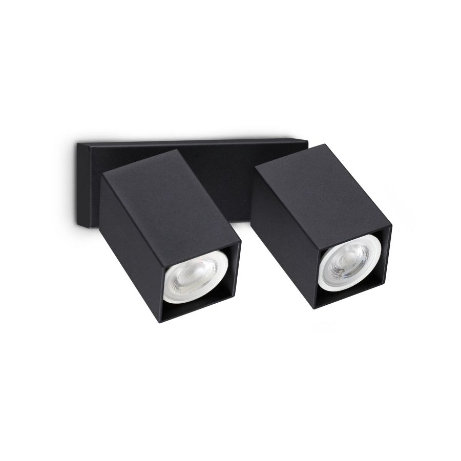 Απλίκα DYNAMITE AP2 SQUARE Μαύρο Ideal Lux 371238