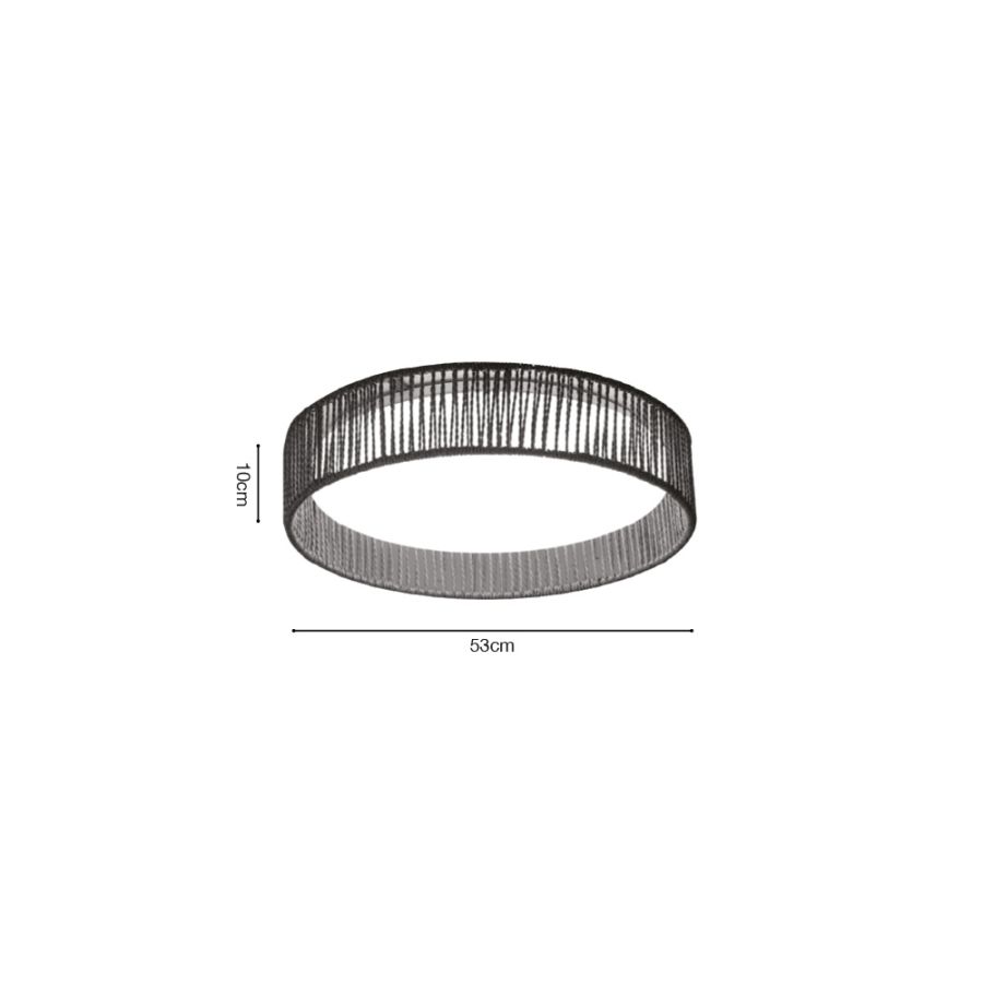 Πλαφονιέρα Οροφής D53x10cm LED 45W 3600lm 3CCT by Switch Σχοινί -Ακρυλικό Inlight 42039-A