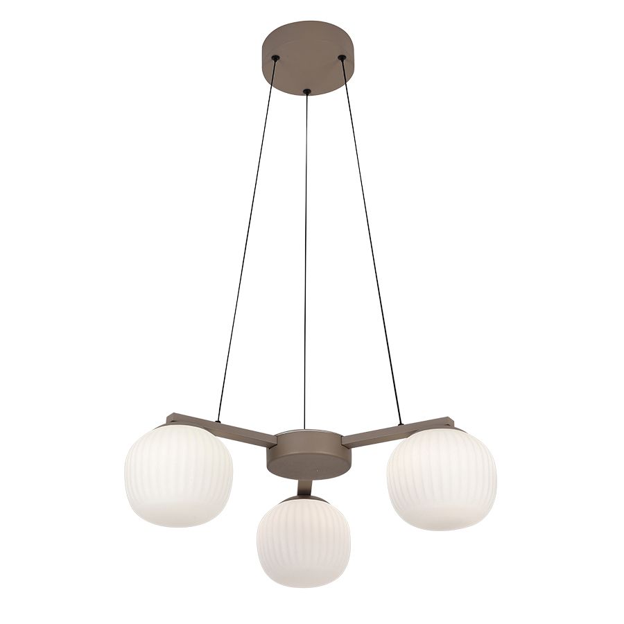 Φωτιστικό Κρεμαστό Τρίφωτο 58xH150cm Led 18w 2160lm 3000K Sand Brown-Γυαλιά Sun Light VINO-3R