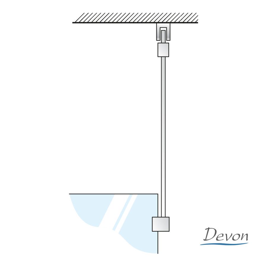 Βραχίονας Οροφής 100εκ. για στήριξη διαχωριστικού ντουζιέρας IWIS, Devon PVD Black Brushed VSA-411