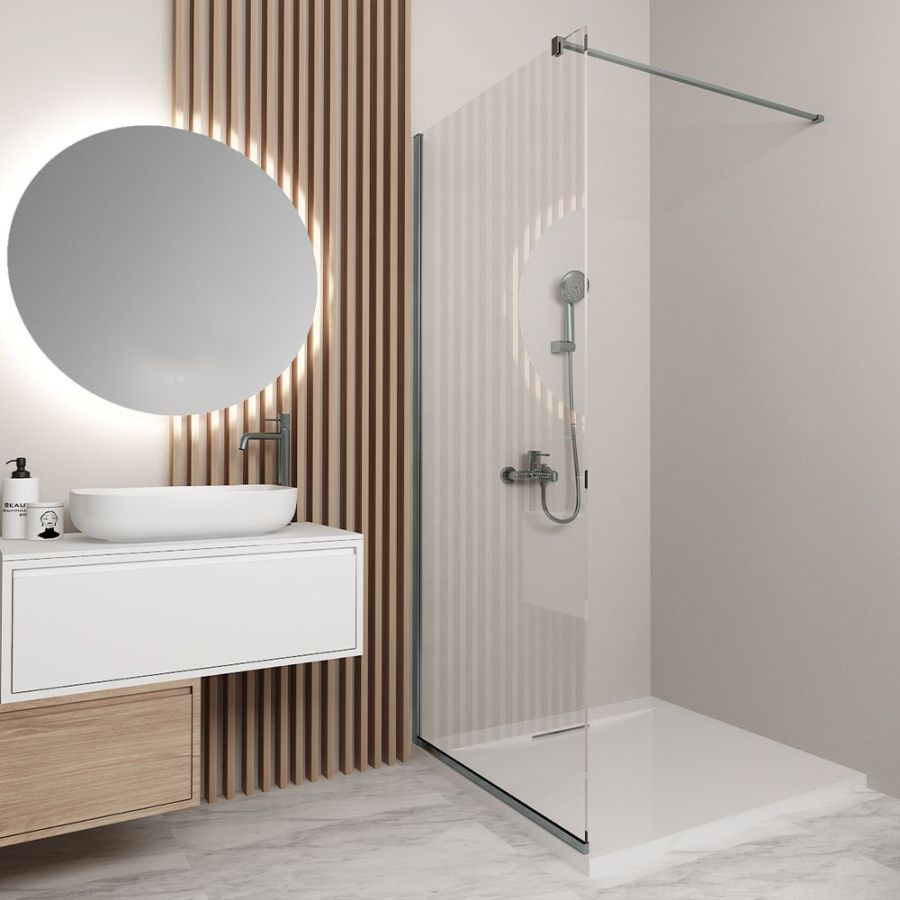 Orabella Serena Gun metal  H200 100 cm - Καμπίνα ελεύθερης τοποθέτησης με βραχίονα στήριξης τοίχου 30799