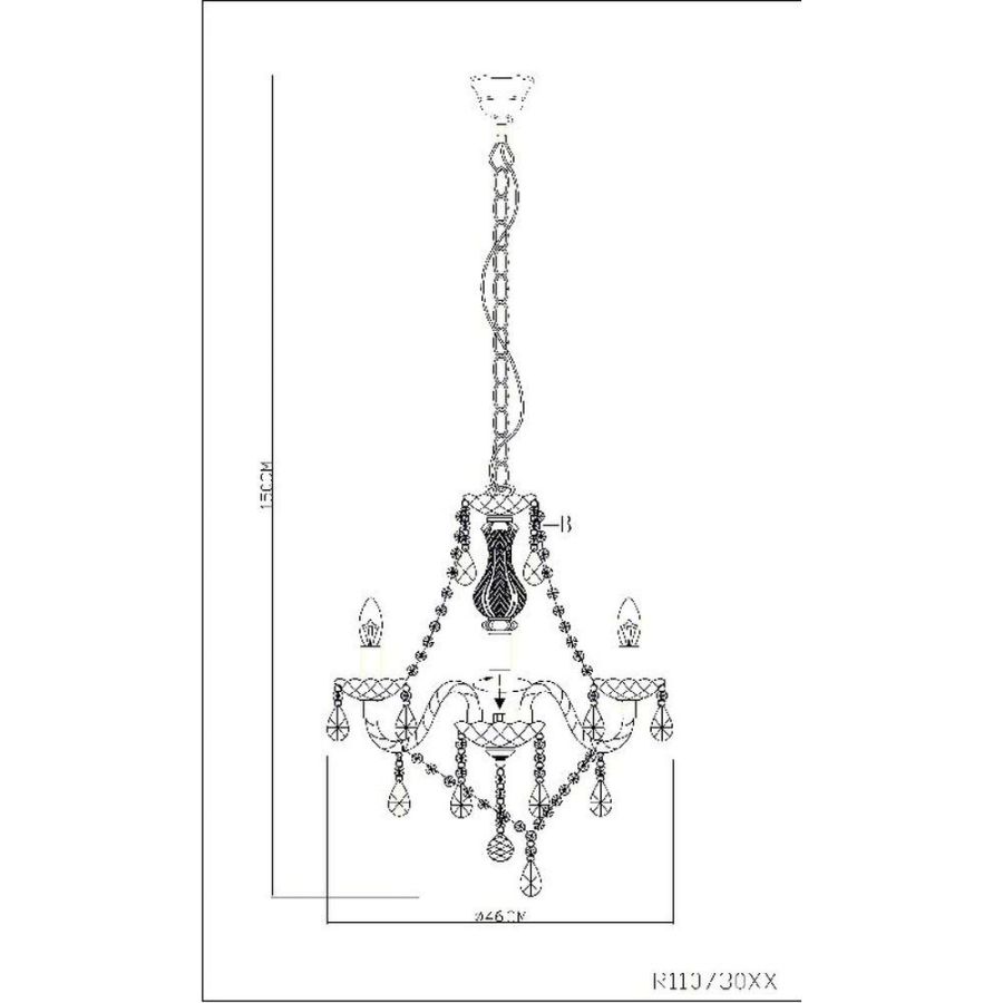 Φωτιστικό Πολυέλαιος Τρίφωτος Ø46 εκ. Μαύρο Ακρυλικό Trio Luster R11073002