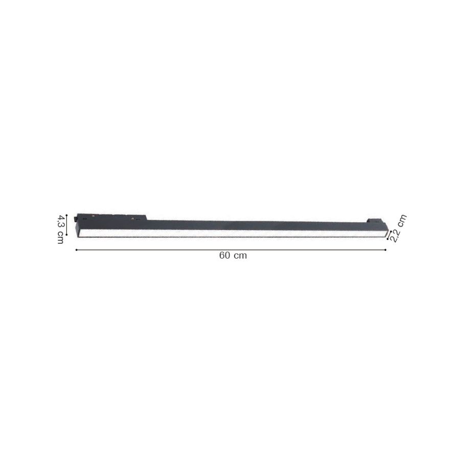 Γραμμικό φωτιστικό LED 20W  3000Κ-6000Κ για ultra thin ράγα σε μαύρη απόχρωση D:61,5cmX2.4cm TUS06205-Black