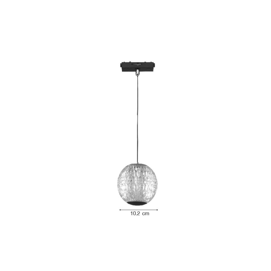 Κρεμαστό Φωτιστικό LED 5W 3CCT για Ultra-Thin μαγνητική ράγα σε μαύρη απόχρωση D:10,2cm TMU0230-Black