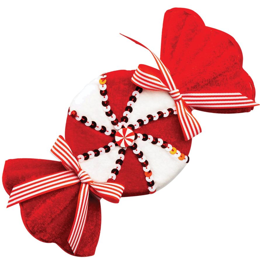 Κόκκινο Πάνινο Χριστουγεννιάτικο Στολίδι Καραμέλα 4 x 10 x 22cm Lianos D012131538-5RD