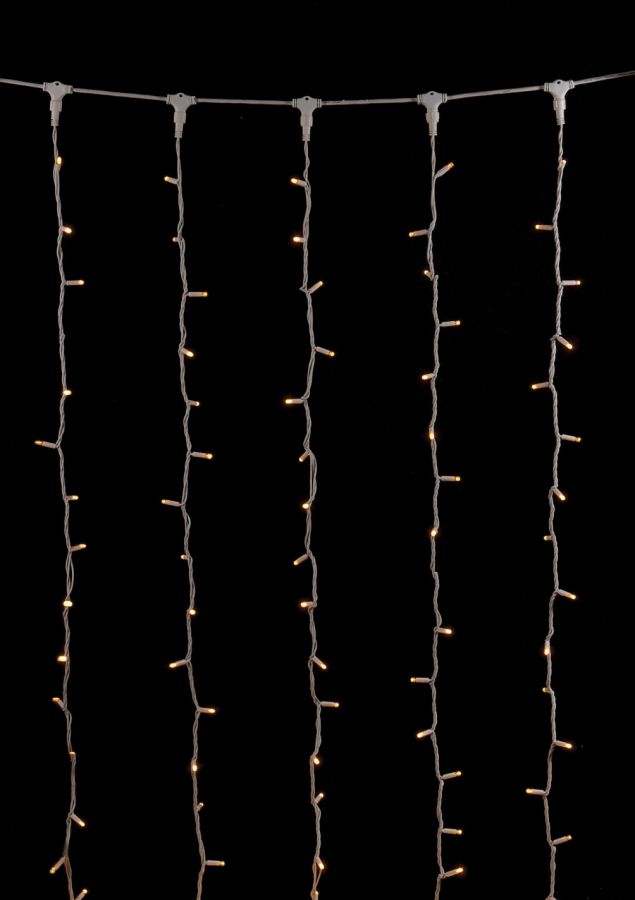 1000Led Σταθερή Συμμετρική Κουρτίνα Rubber Ip65,Με Επέκταση Δεξιά , Αριστερά , Πάνω Και Κάτω 2 x 10(h)cm,Λευκό Καλώδιο/Θερμό Λαμπάκι (Kelvin: 2.500 - 3.000) Lianos 60126