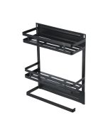 Ραφιέρα Κουζίνας Μαύρη 30x11x37cm Μεταλλική Διώροφη με Βάση για Ρολλό Κουζίνας Estia Home Art 02-18153